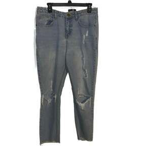 Boohoo High Waist Distressed Wide Leg Jeans Women's Size-10